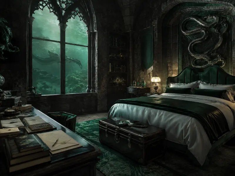 The Ambitious One’s Suite in Slytherin Dungeons